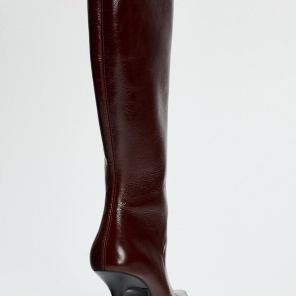 ZARA THIN HEEL LEATHER BOOTS - Picture 5 of 7